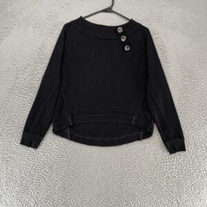 Free People We The Free Sweater Womens XS Black Button Collar High Low Pullover